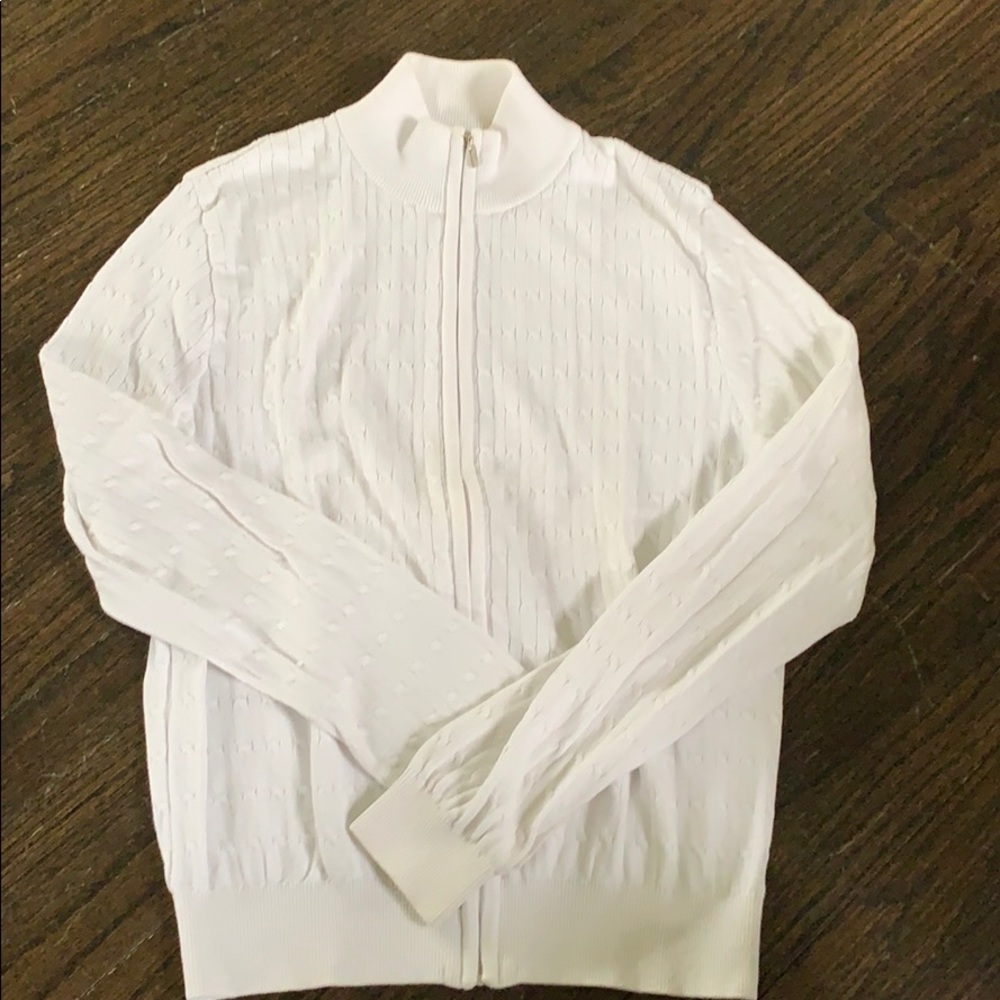 White zip sweater